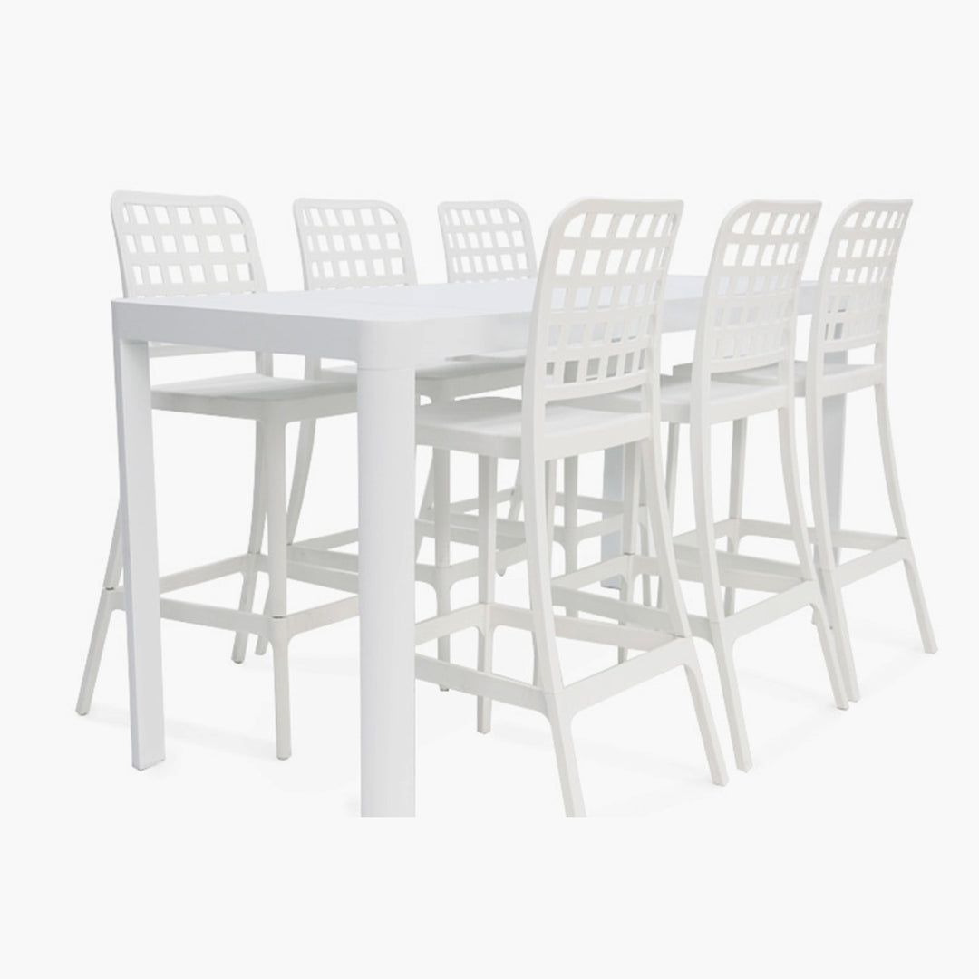 Frankie Remix 7pc Bar Set Armless - White