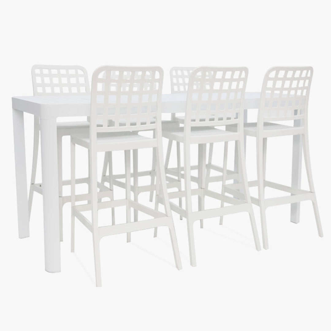 Frankie Remix 7pc Bar Set Armless - White
