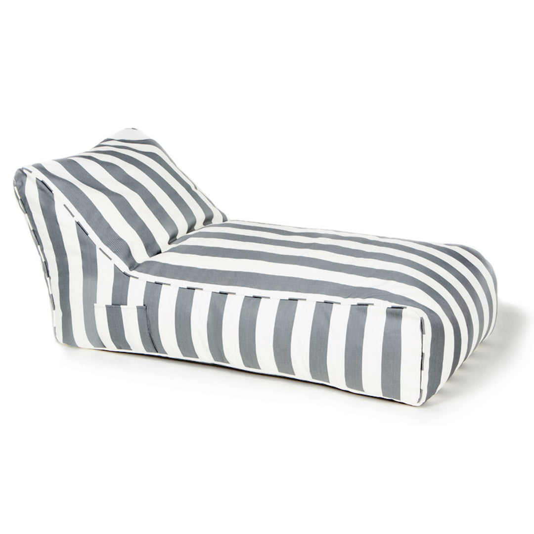 Laid Back Grey + White Outdoor Beanbag