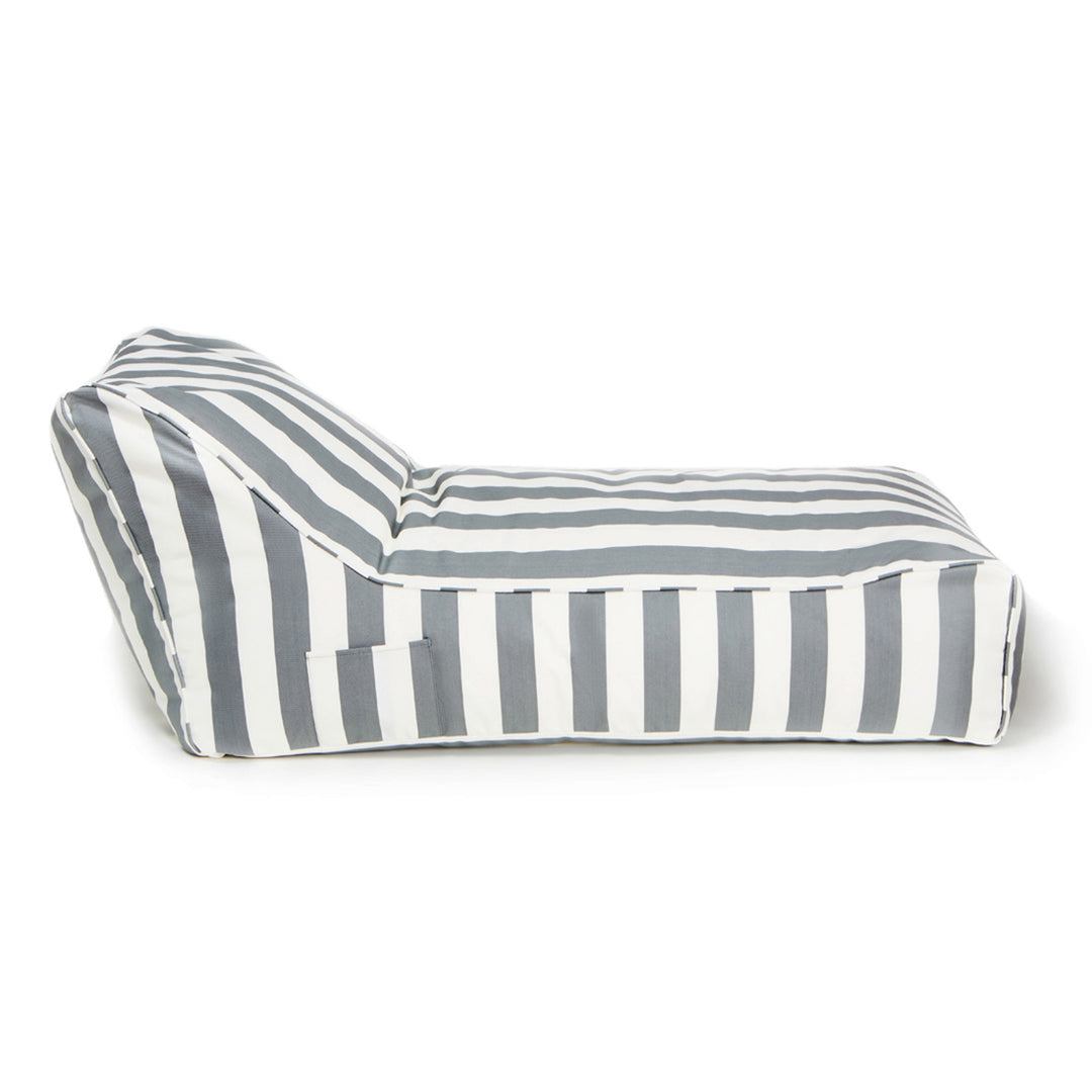 Laid Back Grey + White Outdoor Beanbag