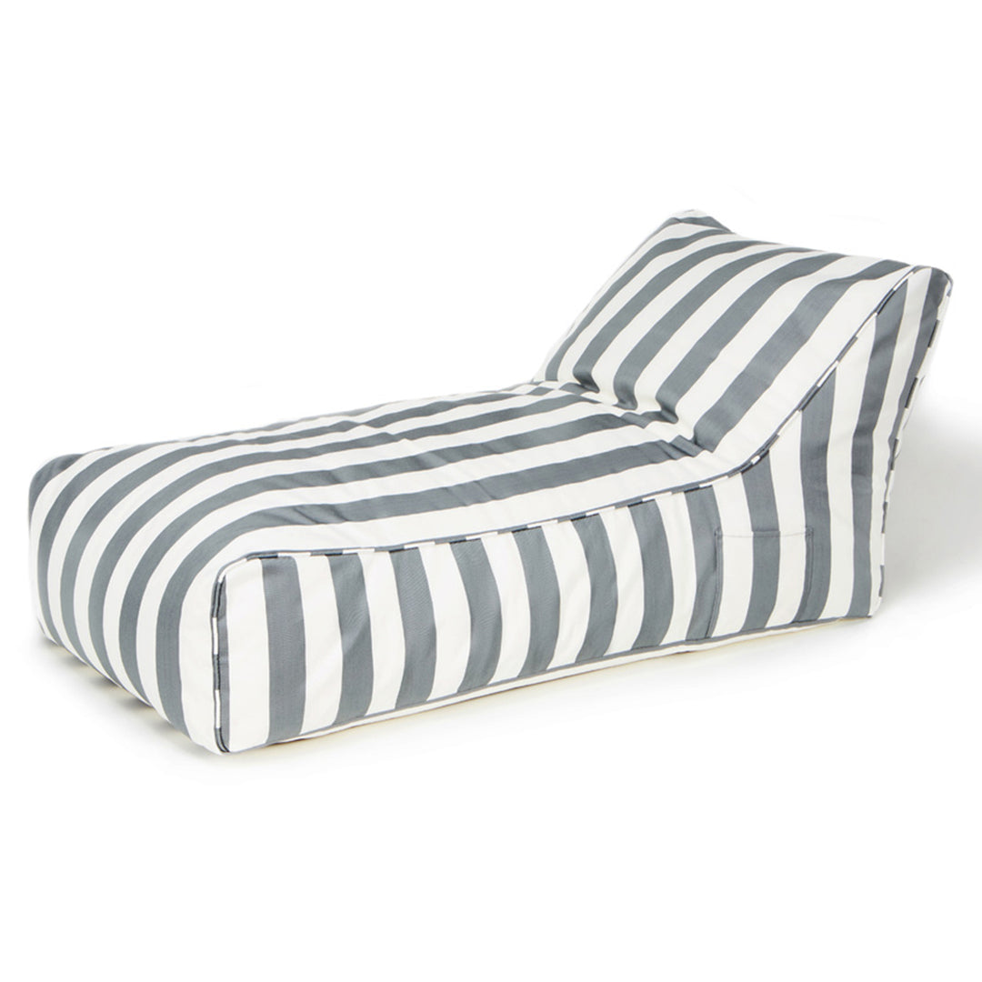 Laid Back Grey + White Outdoor Beanbag