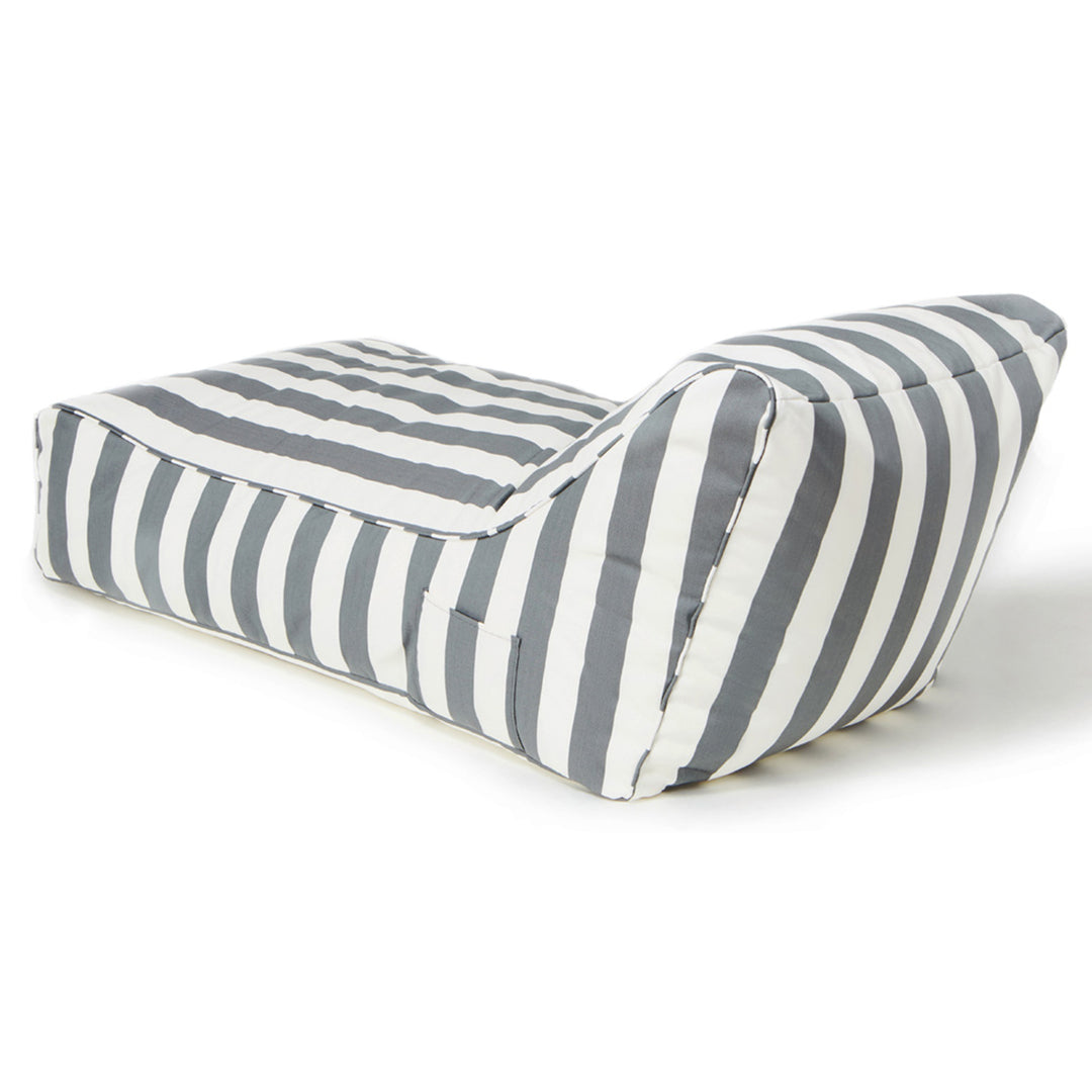 Laid Back Grey + White Outdoor Beanbag
