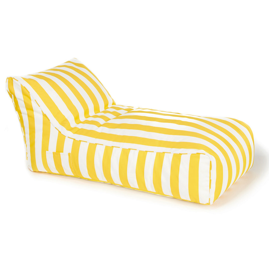 Laid Back Yellow + White Outdoor Beanbag