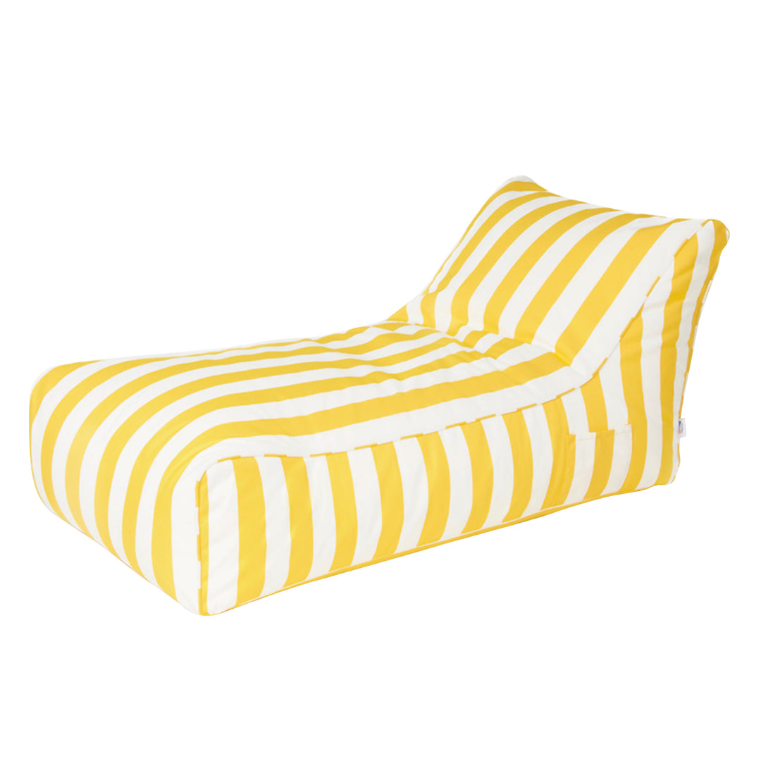 Laid Back Yellow + White Outdoor Beanbag