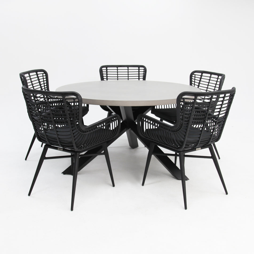 Milano Astrid 6pc Round Dining Setting - Black