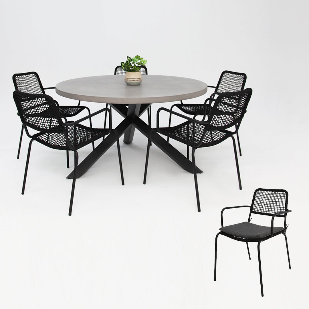 Milano Bahamas Round 6pc Dining Setting - Black