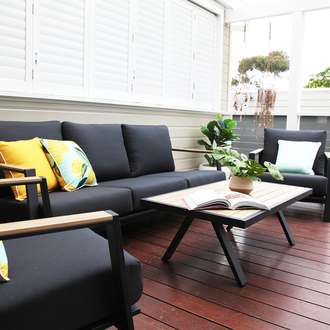 Milton 4pc Aluminium Lounge Setting - Black