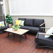Milton 4pc Aluminium Lounge Setting - Black