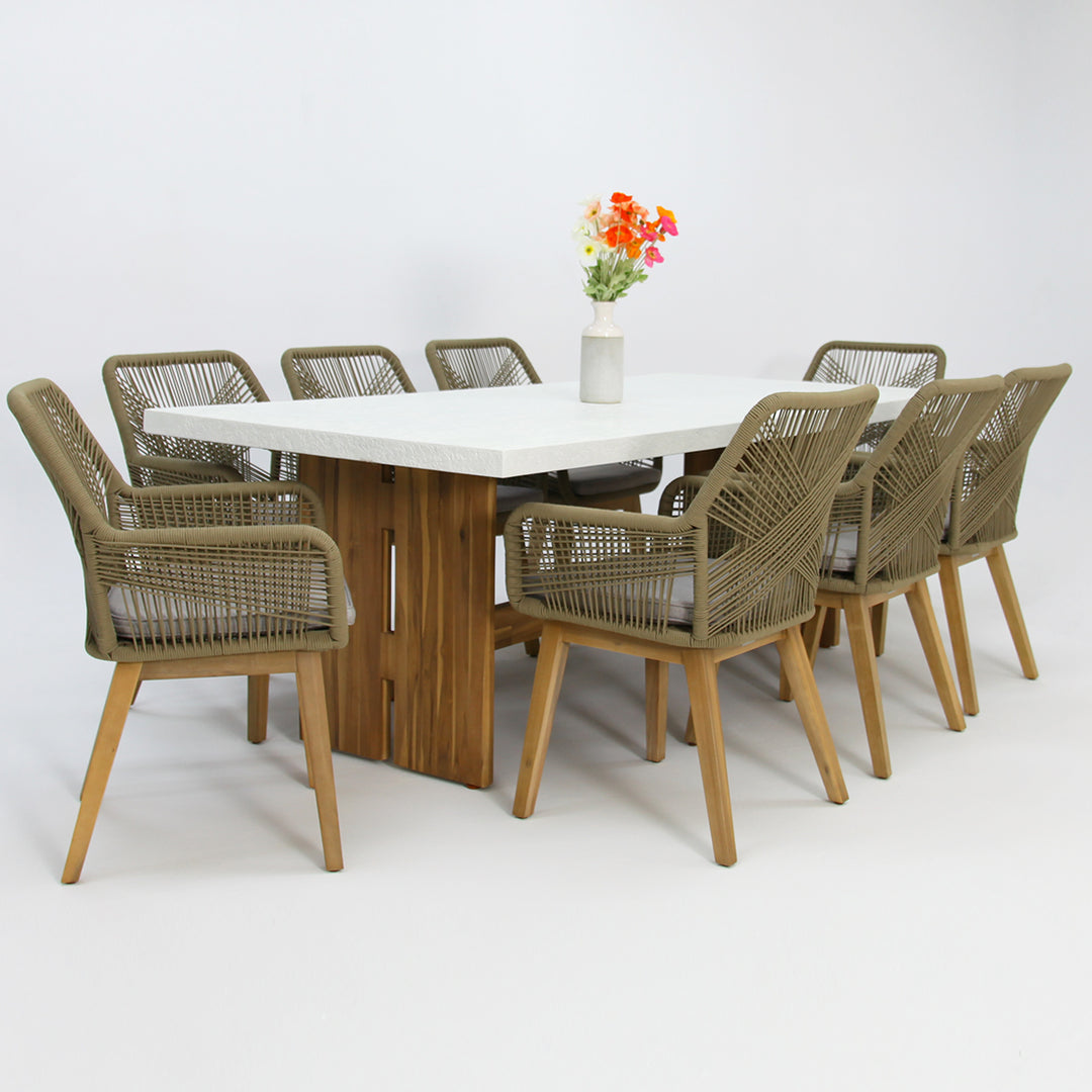 Montecito Albenga 9pc Dining Setting - Taupe