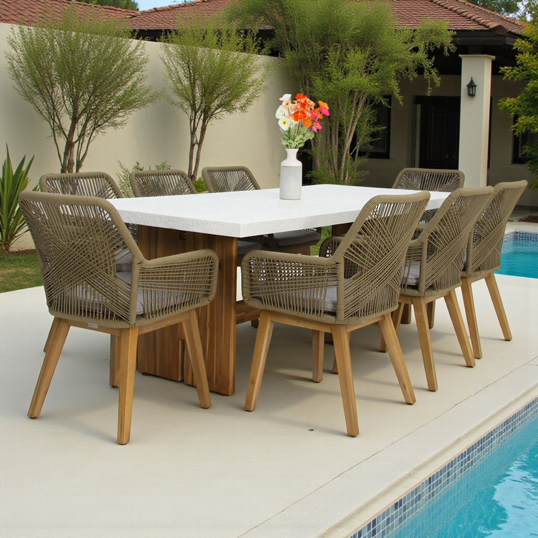 Montecito Albenga 9pc Dining Setting - Taupe
