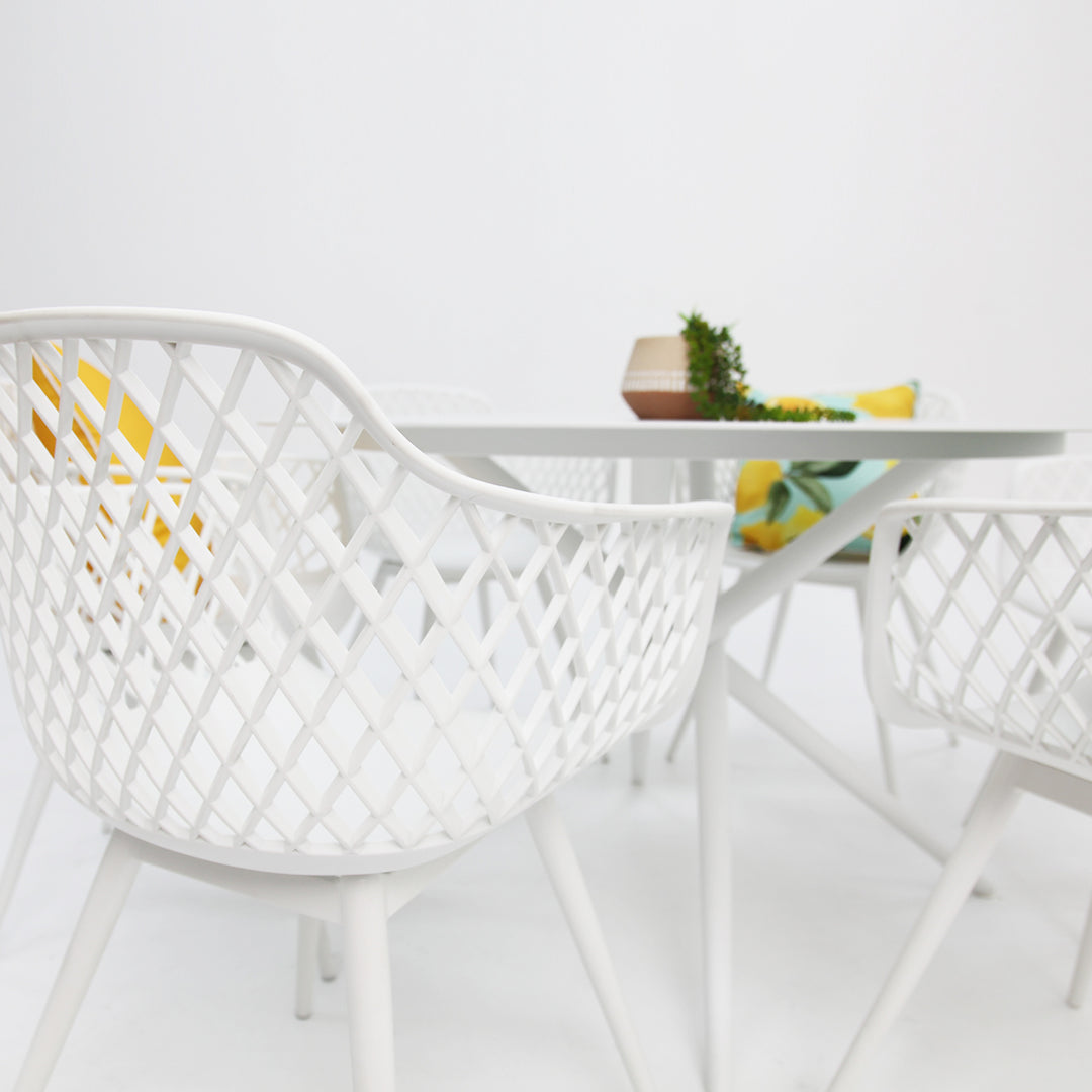 Persia Java Round 7pc Dining Setting - White