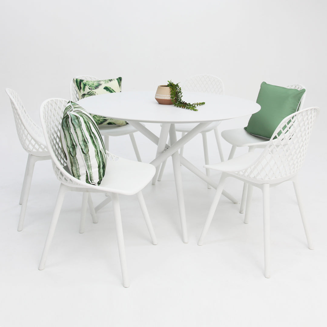 Persia Round 7pc Dining Setting - White