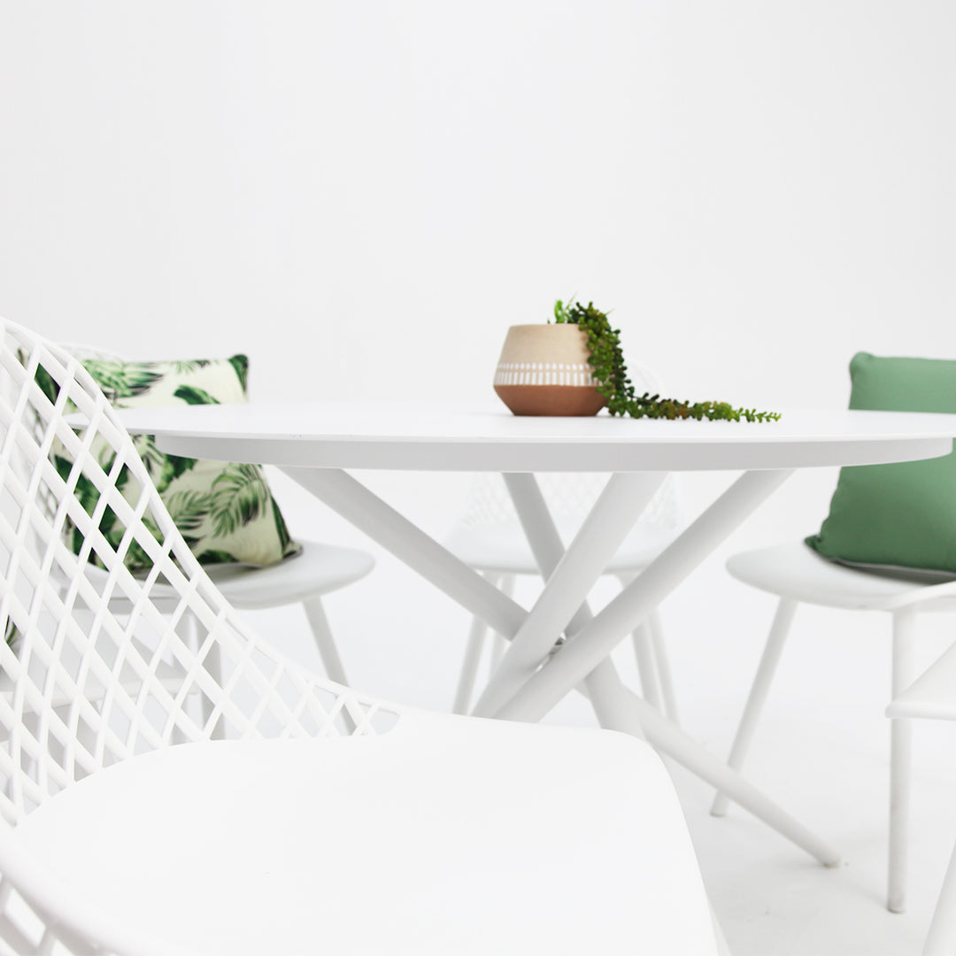 Persia Round 7pc Dining Setting - White