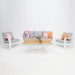 Load image into Gallery viewer, Hayman 311 Lounge Setting with Holste Adjustable Teak Table - White
