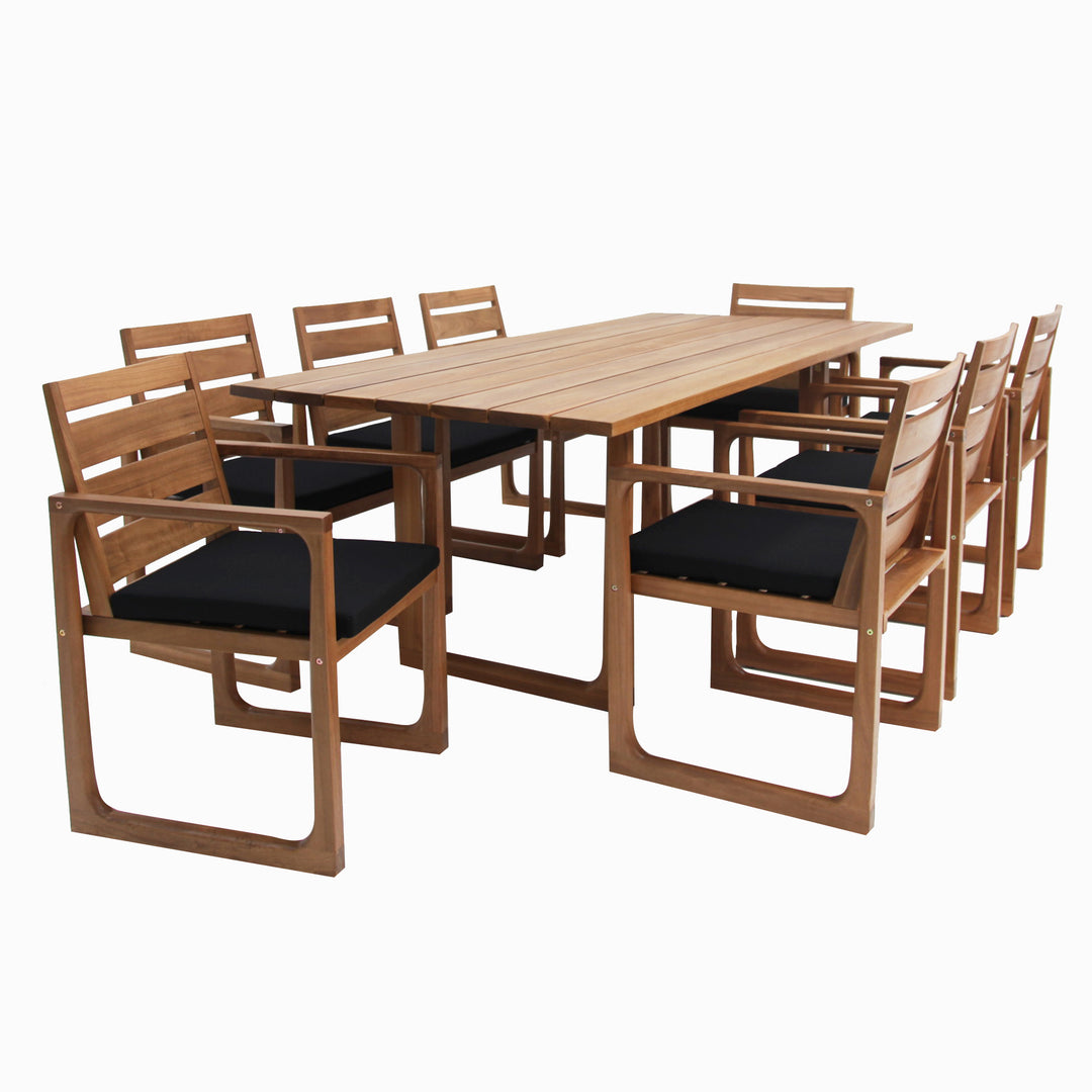Qube 9pc Timber Dining Setting - Black