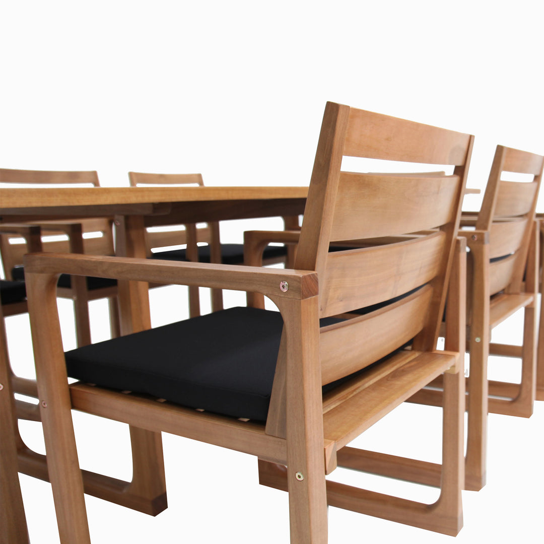 Qube 9pc Timber Dining Setting - Black