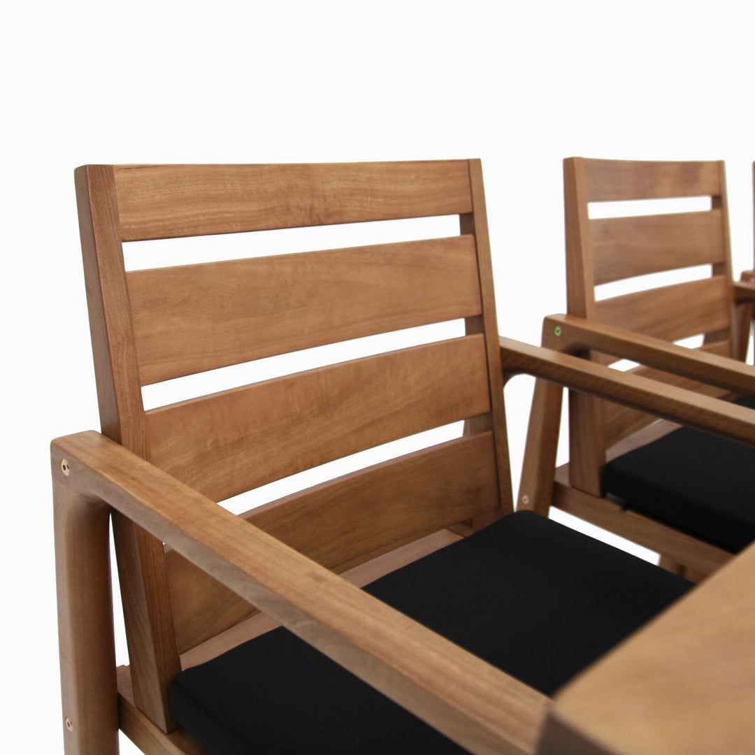 Qube 9pc Timber Dining Setting - Black