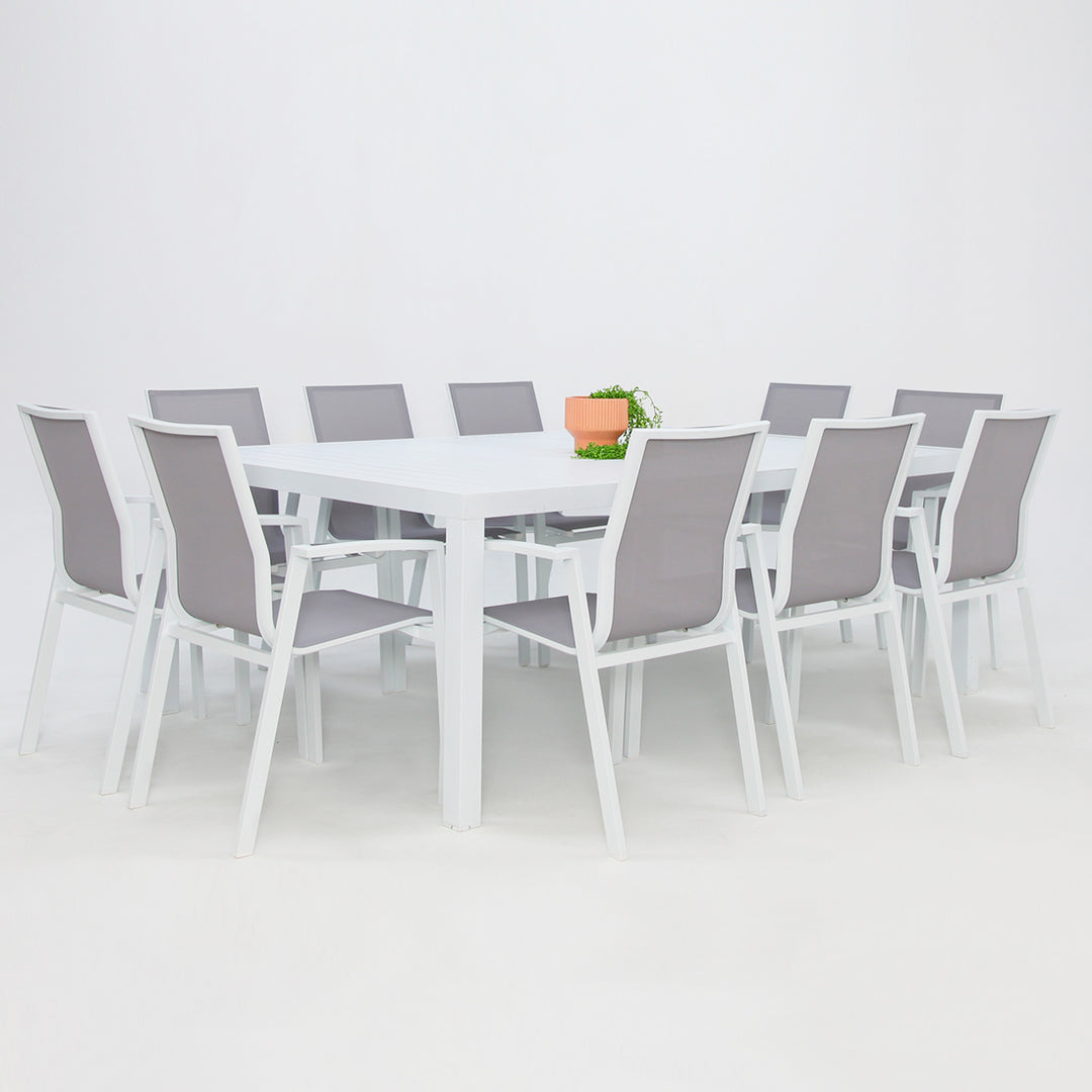 Queensville 11pc Deluxe Dining Setting - White