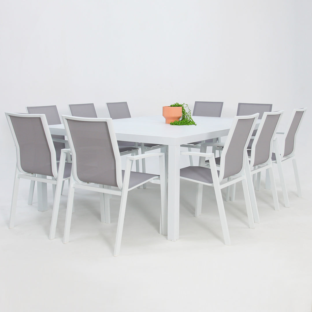 Queensville 11pc Deluxe Dining Setting - White