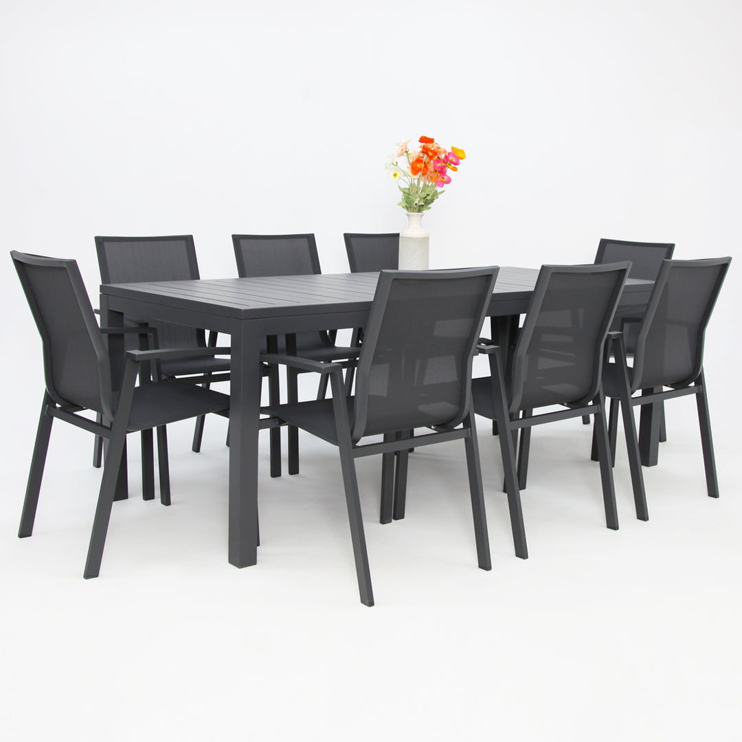 Queensville 9pc Deluxe Dining Setting - Gunmetal