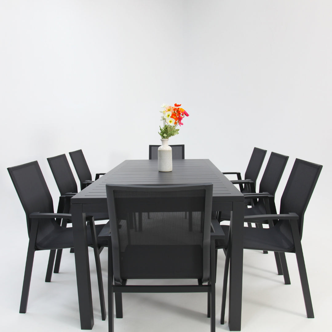 Queensville 9pc Deluxe Dining Setting - Gunmetal