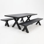 Load image into Gallery viewer, Ravenne 3pc Table and Bench Dining Setting - Black
