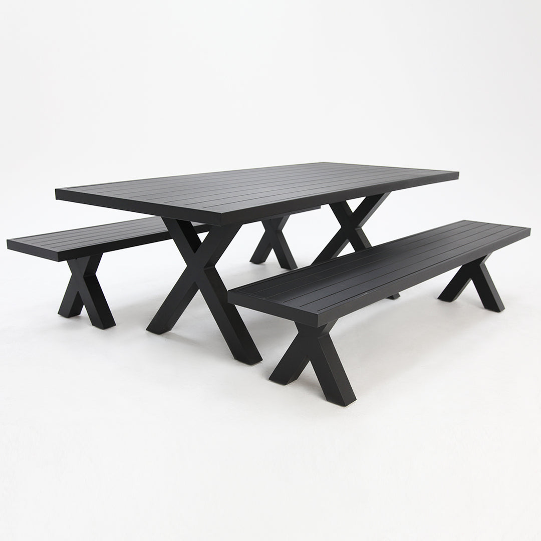 Ravenne 3pc Table and Bench Dining Setting - Black