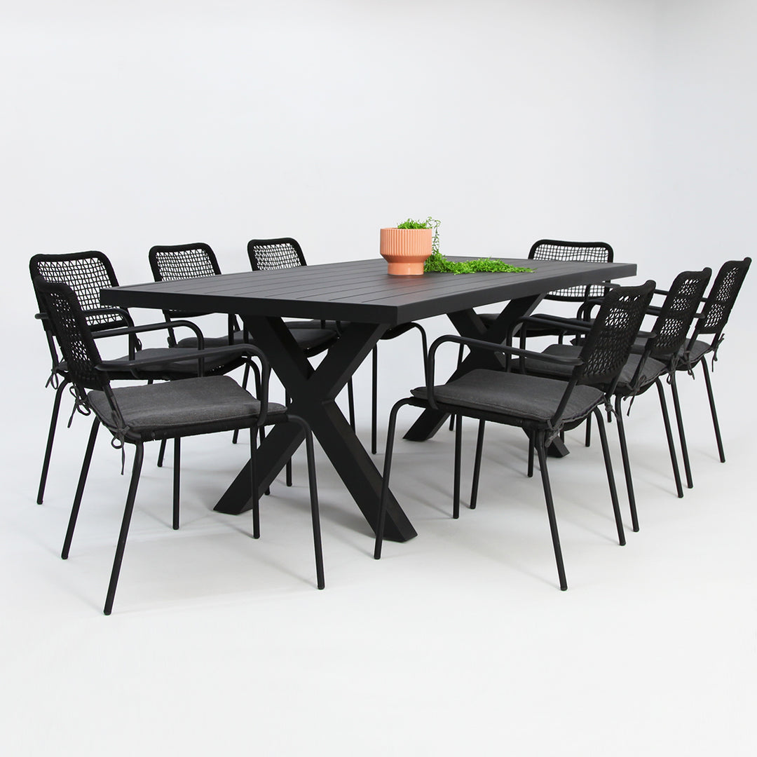 Ravenne Bahamas 9pc Dining Setting - Black