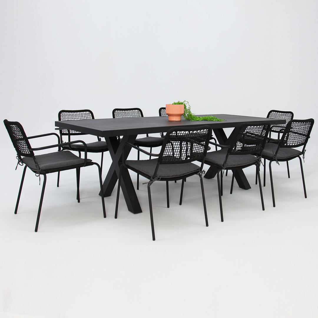 Ravenne Bahamas 9pc Dining Setting - Black