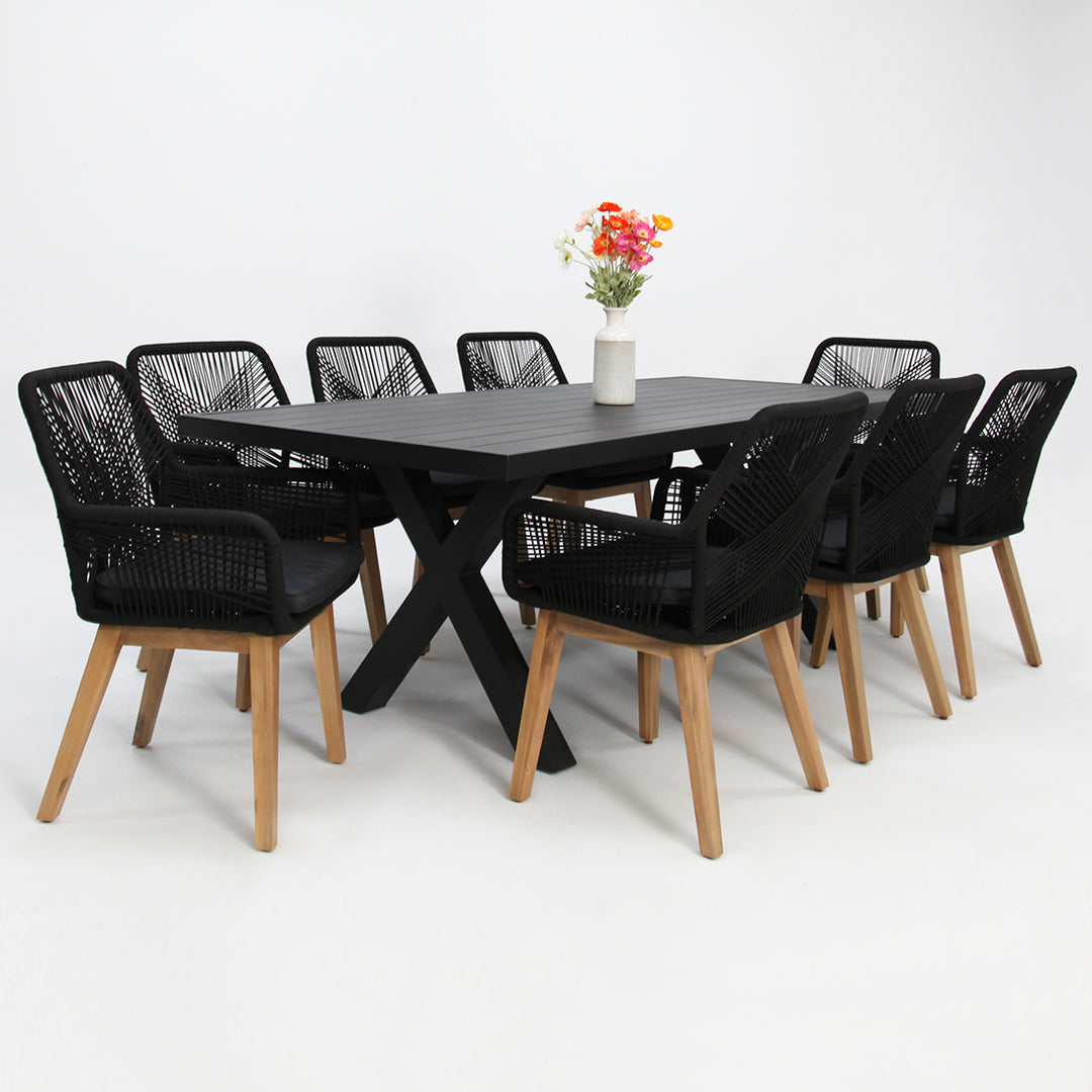 Ravenne Albenga 9pc Dining Setting - Black