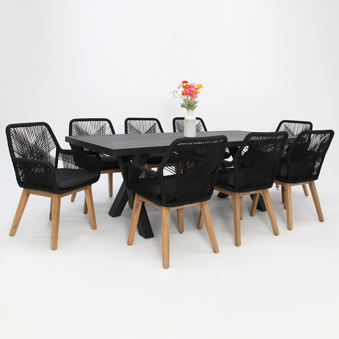 Ravenne Albenga 9pc Dining Setting - Black