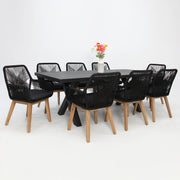 Ravenne Albenga 9pc Dining Setting - Black