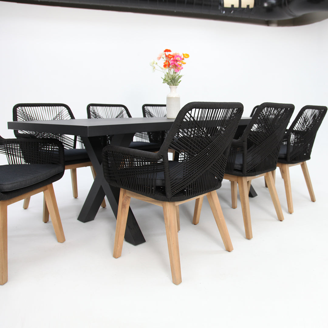 Ravenne Albenga 9pc Dining Setting - Black