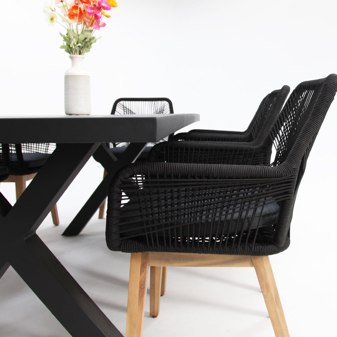 Ravenne Albenga 9pc Dining Setting - Black