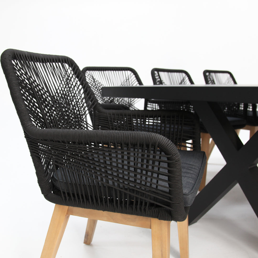 Ravenne Albenga 9pc Dining Setting - Black