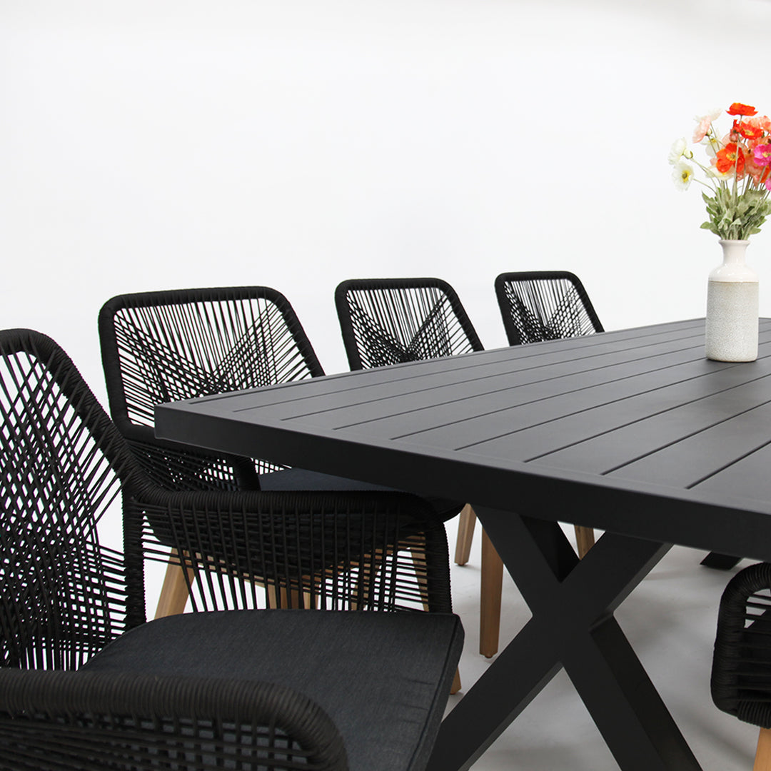 Ravenne Albenga 9pc Dining Setting - Black