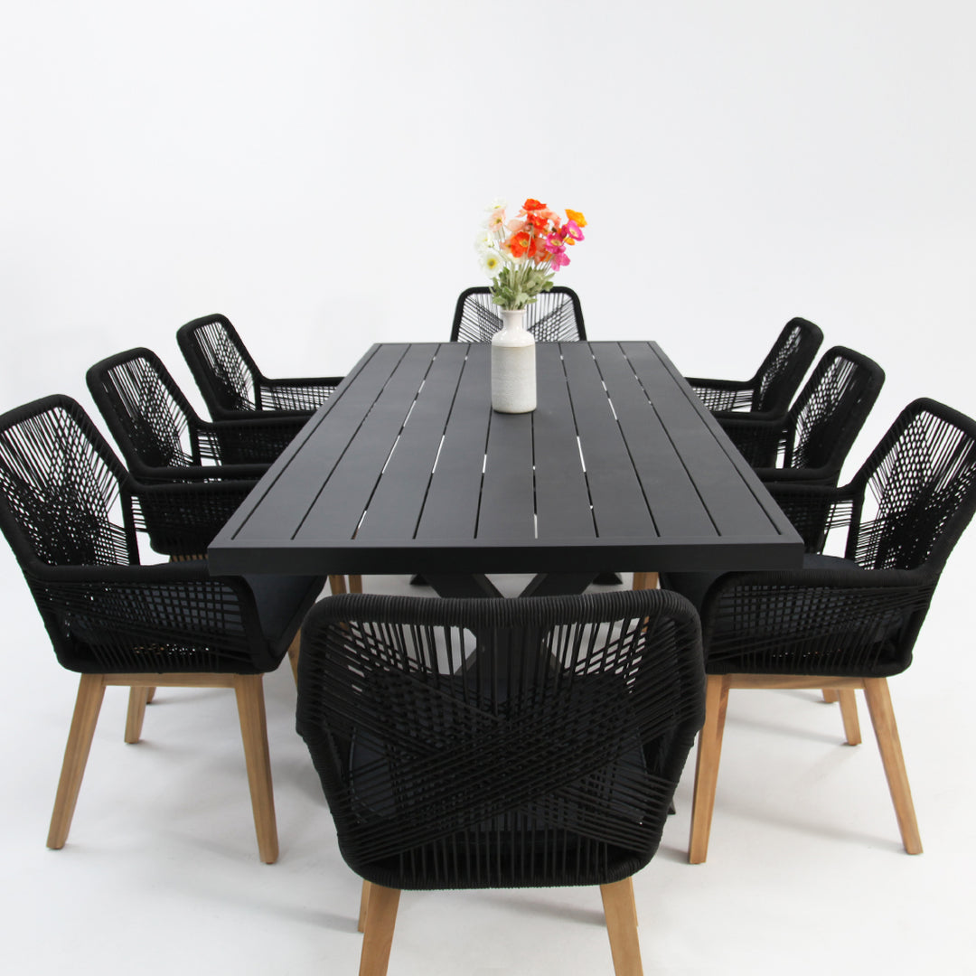Ravenne Albenga 9pc Dining Setting - Black