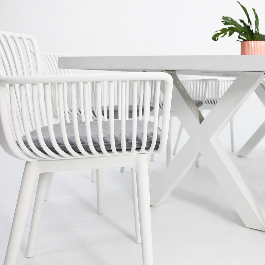 Ravenne Canela 9pc Dining Setting - White