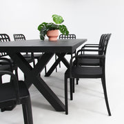 Ravenne Frankie 9pc Armchair Dining Set - Black