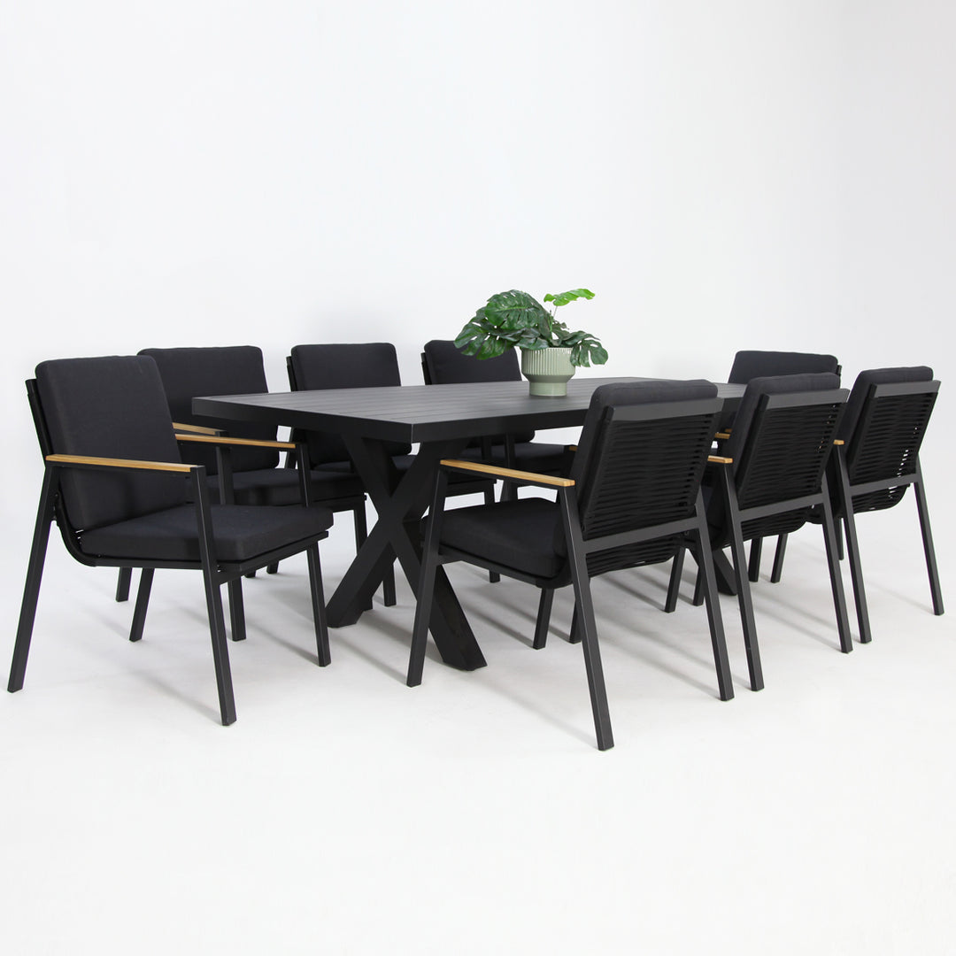 Ravenne Milton 9pc Dining Setting - Black