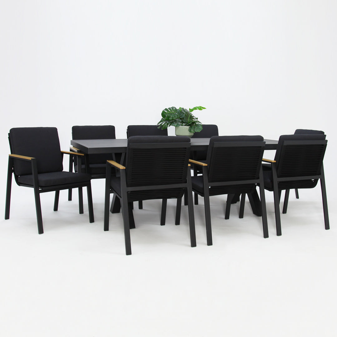 Ravenne Milton 9pc Dining Setting - Black