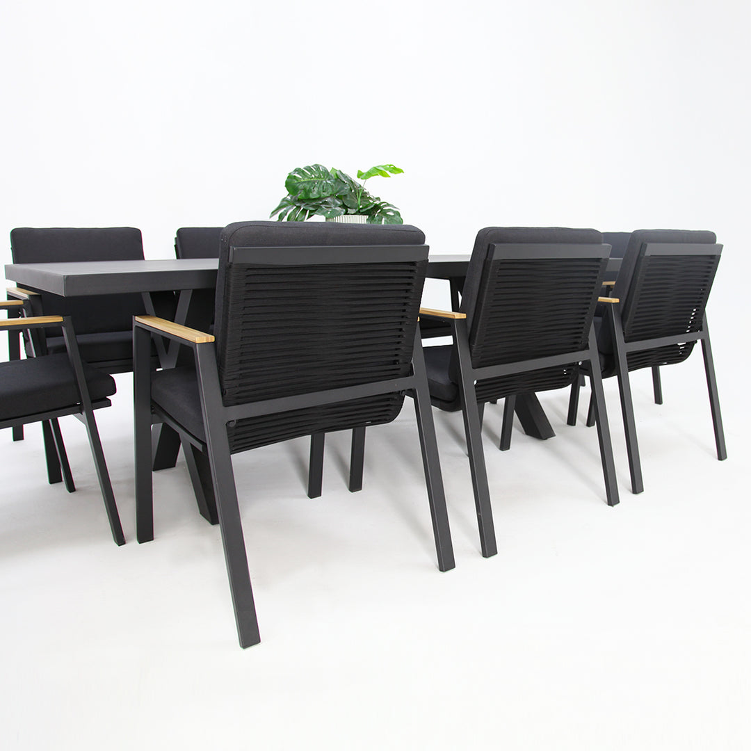 Ravenne Milton 9pc Dining Setting - Black