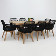 Ravenne Albenga 9pc Dining Setting - Natural/Black