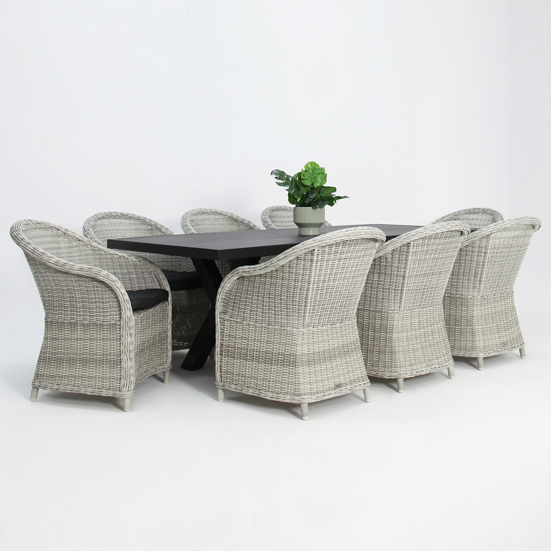 Ravenne Portland 9pc Dining Setting - Black/Grey