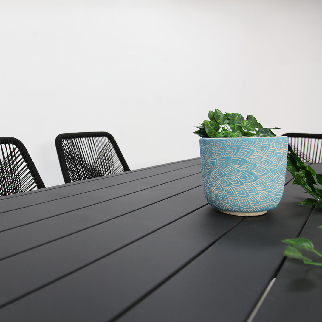 Ravenne Albenga 7pc Dining and Bench Setting - Black