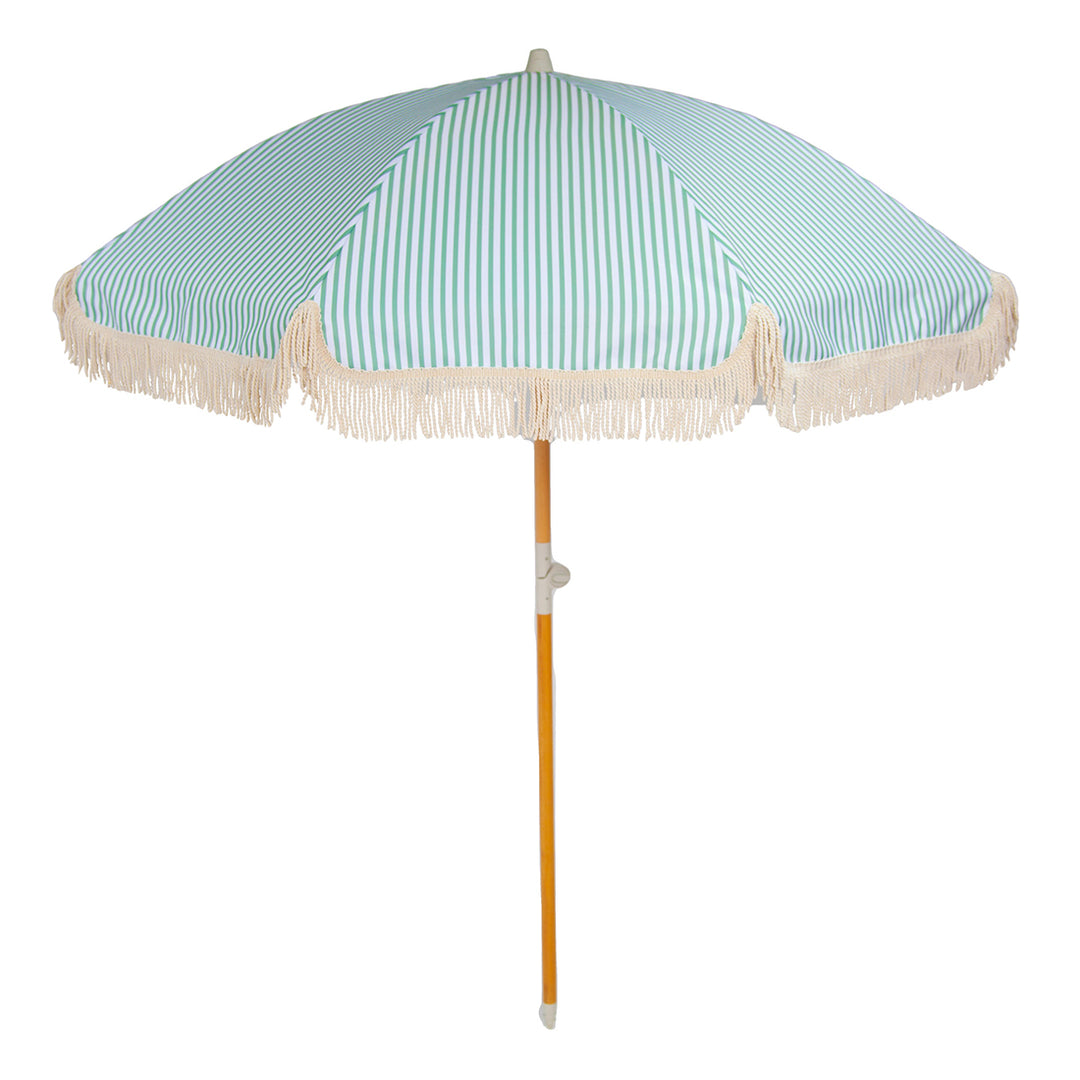 Sage Green and White Stripe Beach Umbrella