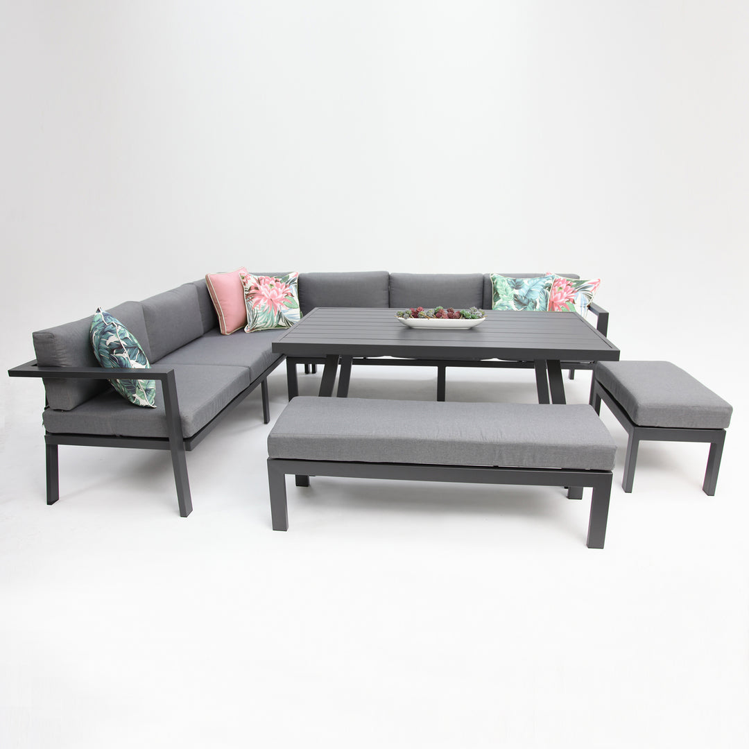 San Antonio Corner Lounge Setting - Gunmetal
