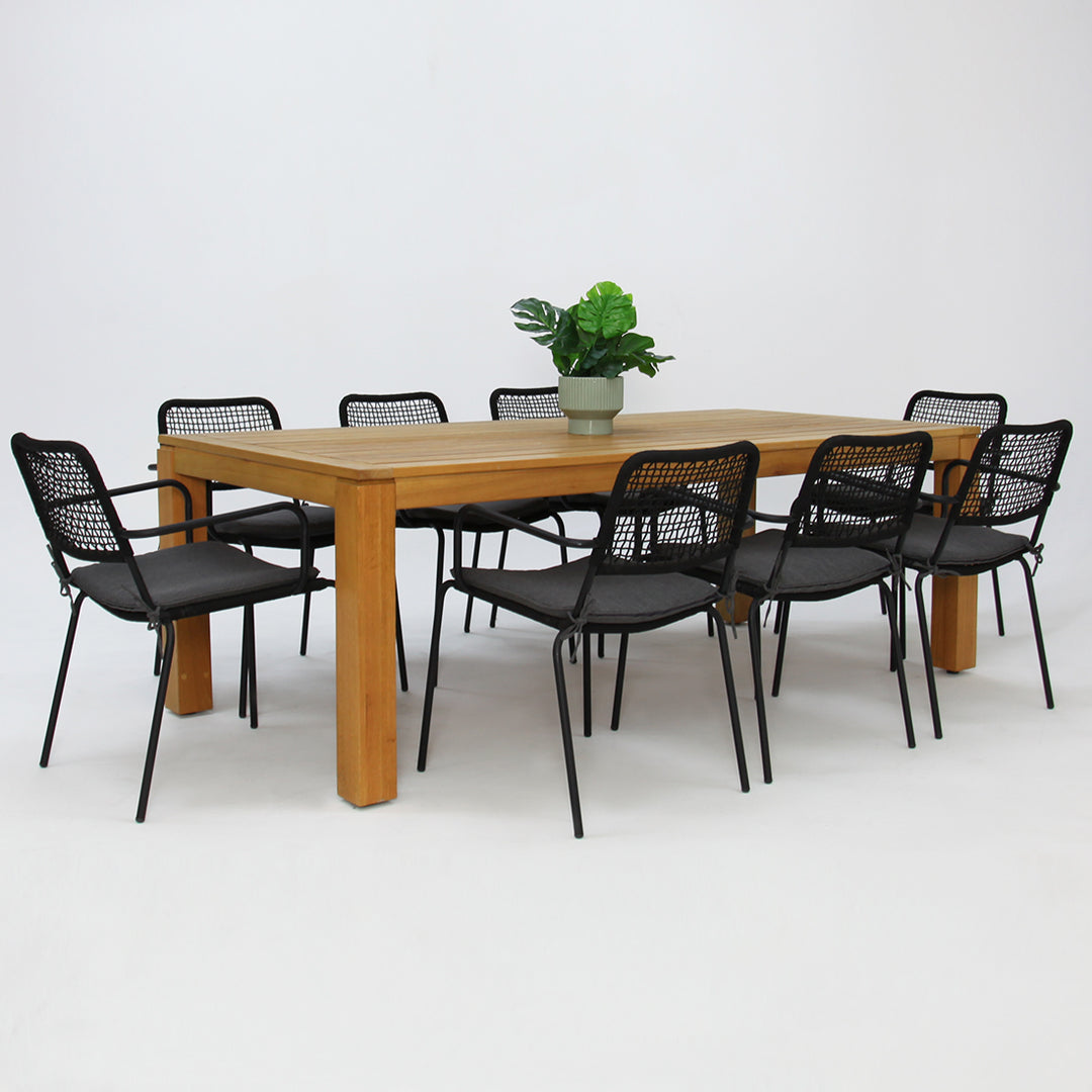 Selina Bahamas 9pc Dining Setting - Black