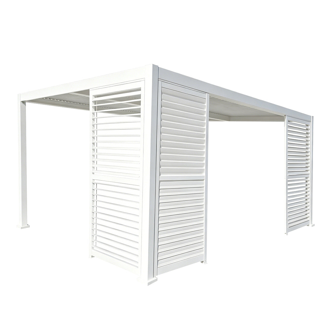 Slatted Privacy Screen For Basic Pergola White