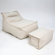 Superior Lounger and Square Pouf Beige